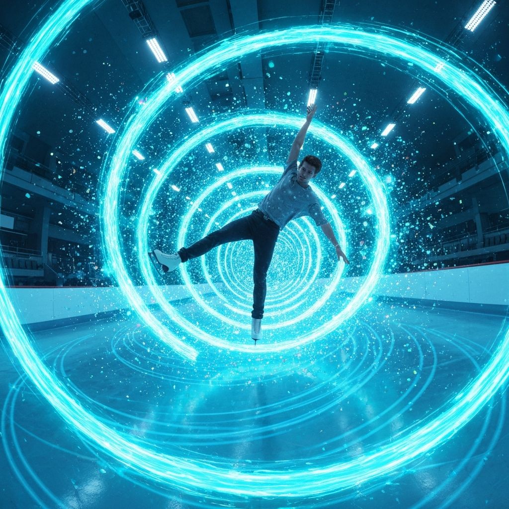 Skaters in immersive cosmic environment with energy fields